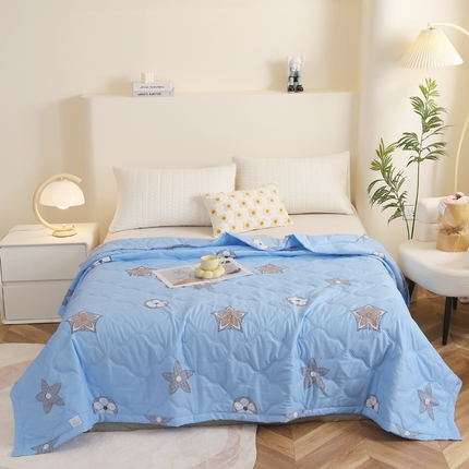被多多 2024新款清新印花亲肤绒夏被 星空-蓝