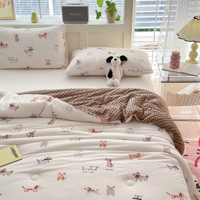 91家纺网 家纺一手货源 找家纺 荔禾家居 2024新款A类针织棉软糯大豆纤维豆豆被 汪汪队