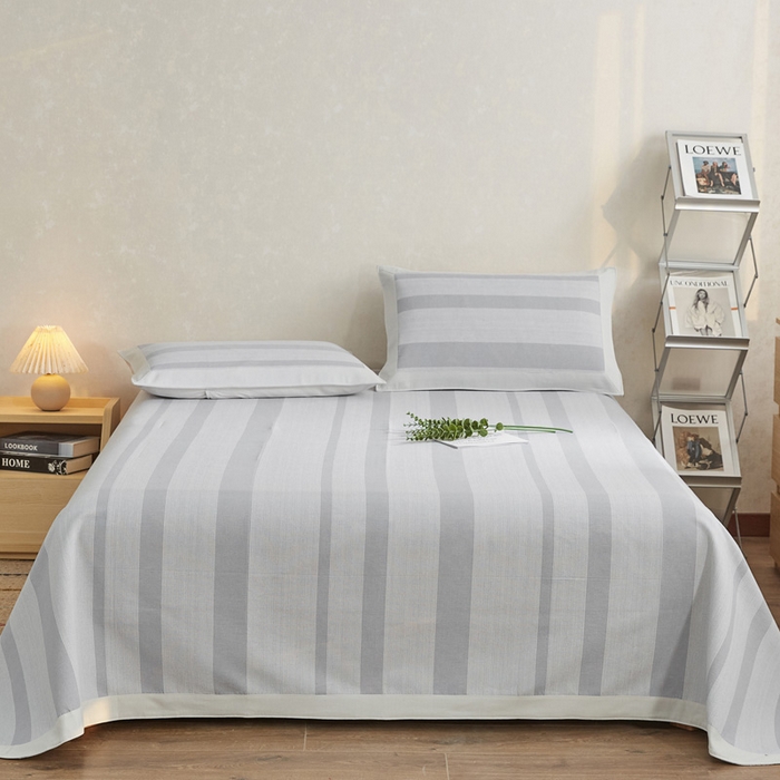 91家纺网 家纺一手货源 找家纺 首爱 2025新款全棉加厚宽边老粗布凉席三件套 姑苏