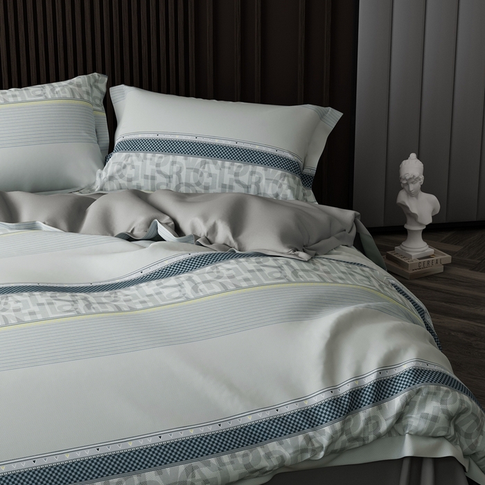 91家纺网 家纺一手货源 找家纺 栩裕纺织 2024新款柔柔棉数码印花四件套 洛梵-灰