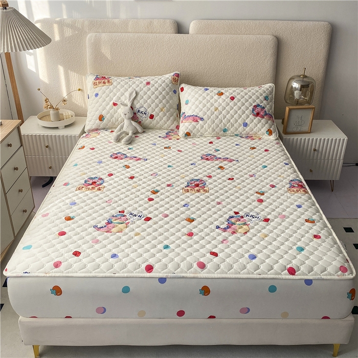 91家纺网 家纺一手货源 找家纺 九亭家纺 2024新款A类全棉抗菌夹棉床笠 全棉-暴富龙