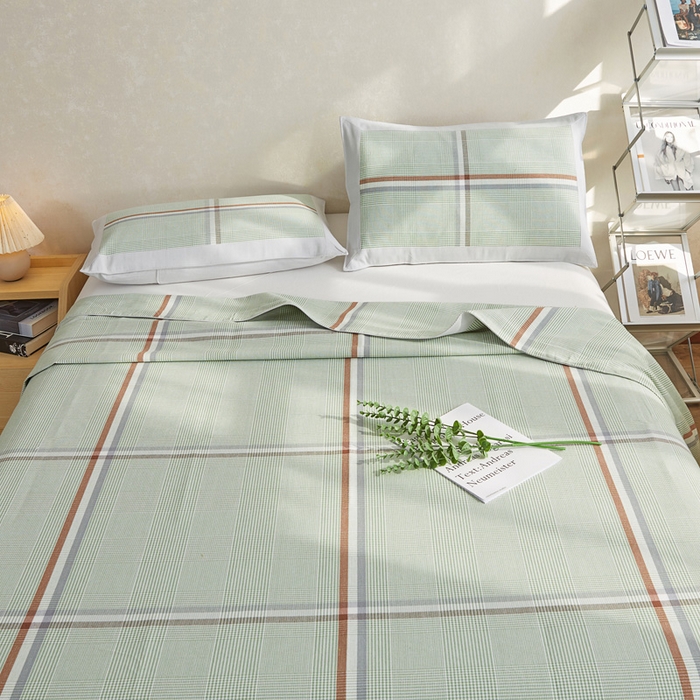 91家纺网 家纺一手货源 找家纺 首爱 2025新款全棉加厚宽边老粗布凉席三件套 昌黎