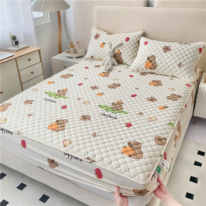 91家纺网 家纺一手货源 找家纺 九亭家纺 2024新款A类全棉抗菌夹棉床笠 全棉-鳄鱼萌宠