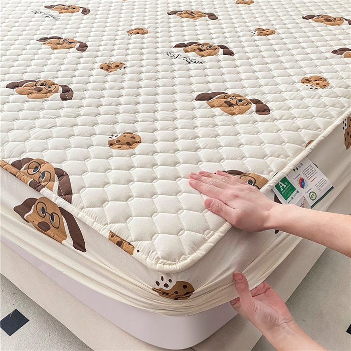 91家纺网 家纺一手货源 找家纺 九亭家纺 2024新款A类全棉抗菌夹棉床笠 全棉-饼干狗