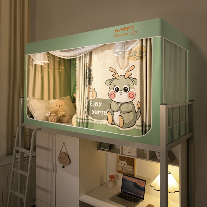 91家纺网 家纺一手货源 找家纺 澳萝拉 2024涂银99%遮光学生蚊帐 可爱龙人