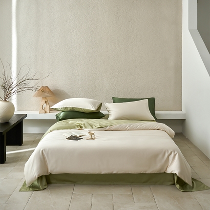 91家纺网 家纺一手货源 找家纺 沐晴家纺 2024新款天丝棉四件套 乳白（乳白-冷黄绿）