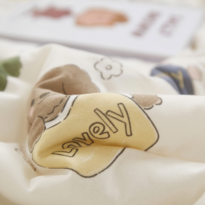 91家纺网 家纺一手货源 找家纺 丝涟家居 2025新款A类双面针织棉卡通小清新滚绳工艺夏被 茶杯狗