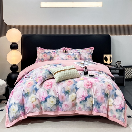 91家纺网 家纺一手货源 找家纺 （总）蝶帕 2024新款直播爆款全棉数码印花斜纹棉四件套