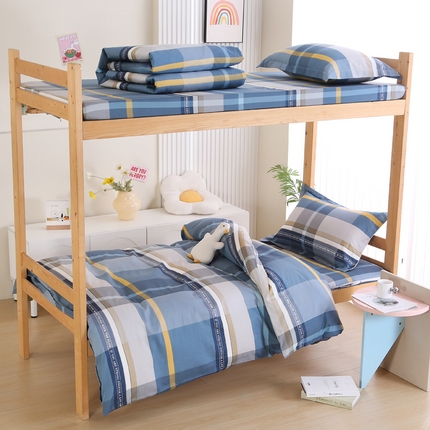 凯森2024新款133x72全棉三件套纯棉学生床笠宿舍被套上下铺寝室六件套 卡乐-蓝