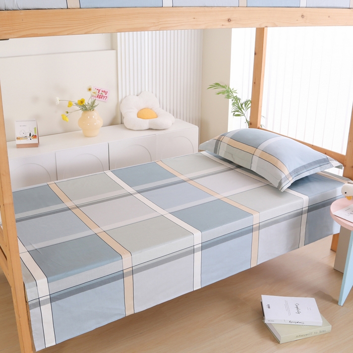 91家纺网 家纺一手货源 找家纺 凯森 133x72学生全棉三件套床单款上下铺宿舍六件套纯棉被套 格兰特