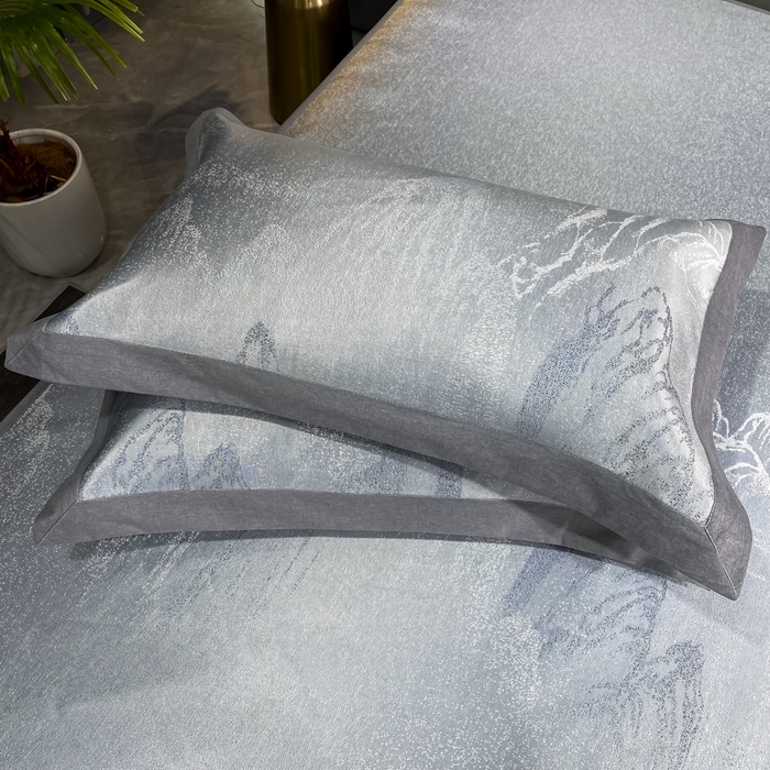 91家纺网 家纺一手货源 找家纺 由有2024升级款A类抗菌高精密色织提花可水洗冰丝凉席三件套/床笠款  山水间