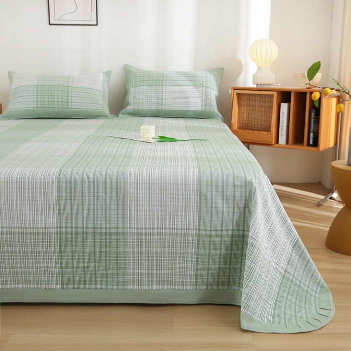 91家纺网 家纺一手货源 找家纺 首爱 2025新款全棉加厚宽边老粗布凉席三件套 宣武