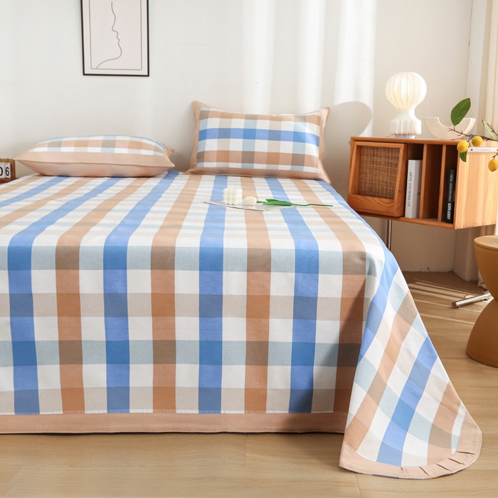 91家纺网 家纺一手货源 找家纺 首爱 2025新款全棉加厚宽边老粗布凉席三件套 天水