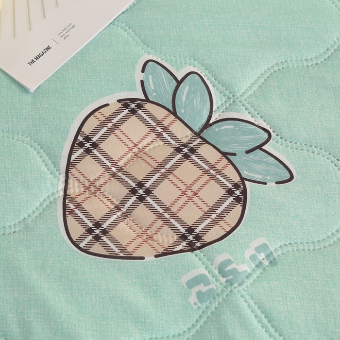 91家纺网 家纺一手货源 找家纺 被多多 2024新款清新印花亲肤绒夏被 莓烦恼-绿