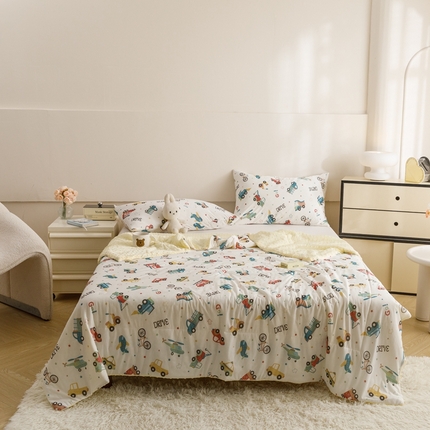 绒梦里 2024新款小凉皮凉感冰豆豆ins夏被直播爆款夏凉被空调被 车车世界