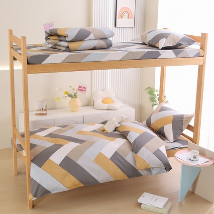 91家纺网 家纺一手货源 找家纺 （总）凯森2024新款斜纹加厚全棉三件套寝室学生床笠上下铺床三件套