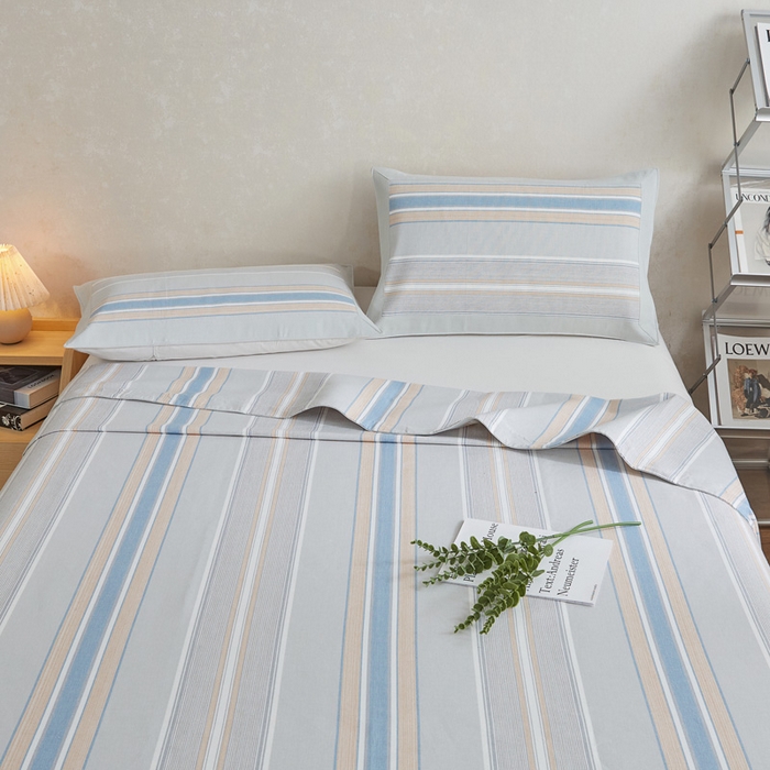 91家纺网 家纺一手货源 找家纺 首爱 2025新款全棉加厚宽边老粗布凉席三件套 扶风