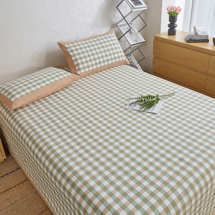 91家纺网 家纺一手货源 找家纺 棉乐町 2025新款全棉加厚宽边老粗布凉席三件套 未央