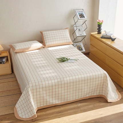 91家纺网 家纺一手货源 找家纺 棉乐町 2025新款全棉加厚宽边老粗布凉席三件套 平遥