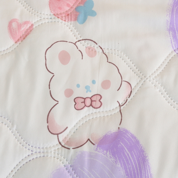 91家纺网 家纺一手货源 找家纺 被多多 2024新款清新印花亲肤绒夏被 甜心兔兔