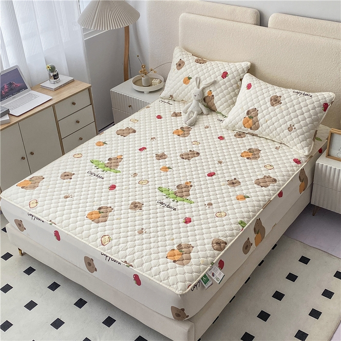 91家纺网 家纺一手货源 找家纺 九亭家纺 2024新款A类全棉抗菌夹棉床笠 全棉-鳄鱼萌宠