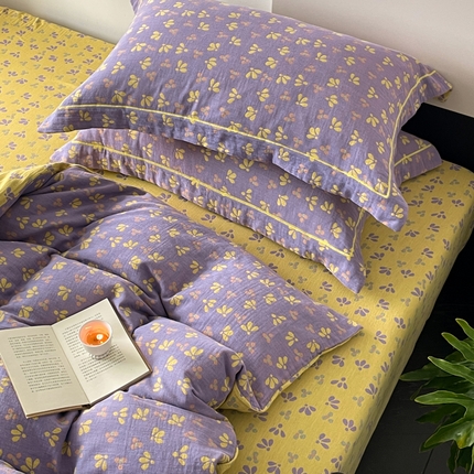 91家纺网 家纺一手货源 找家纺 （总）睡棉坊 2024新款全棉色织提花双层纱复古系列单枕套