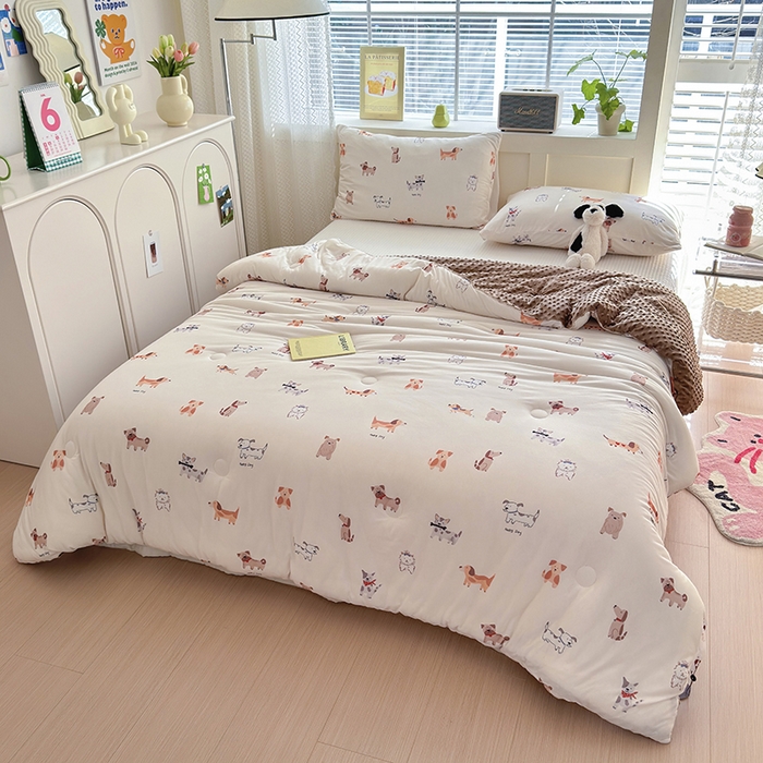 91家纺网 家纺一手货源 找家纺 荔禾家居 2024新款A类针织棉软糯大豆纤维豆豆被 汪汪队