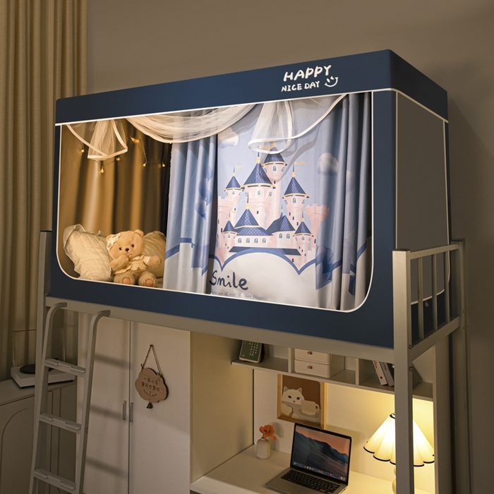 91家纺网 家纺一手货源 找家纺 澳萝拉 2024涂银99%遮光学生蚊帐 梦幻城堡