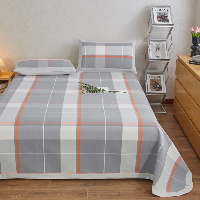 91家纺网 家纺一手货源 找家纺 棉乐町 2025新款全棉加厚宽边老粗布凉席三件套 长安