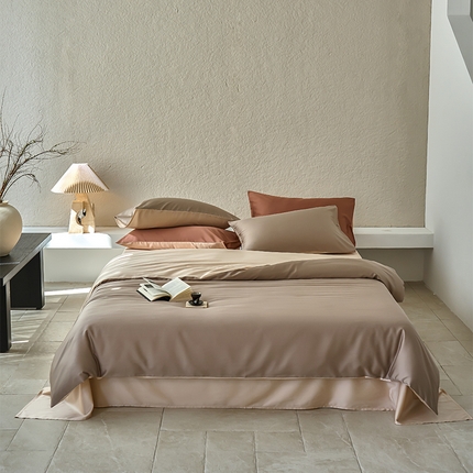 沐晴家纺 2024新款天丝棉四件套 露褐（枯木棕-小麦色）