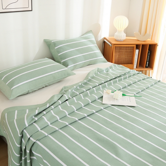 91家纺网 家纺一手货源 找家纺 首爱 2025新款全棉加厚宽边老粗布凉席三件套 崇安