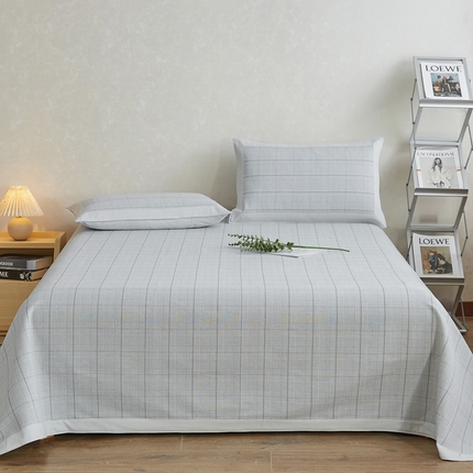 91家纺网 家纺一手货源 找家纺 首爱 2025新款全棉加厚宽边老粗布凉席三件套 楼兰