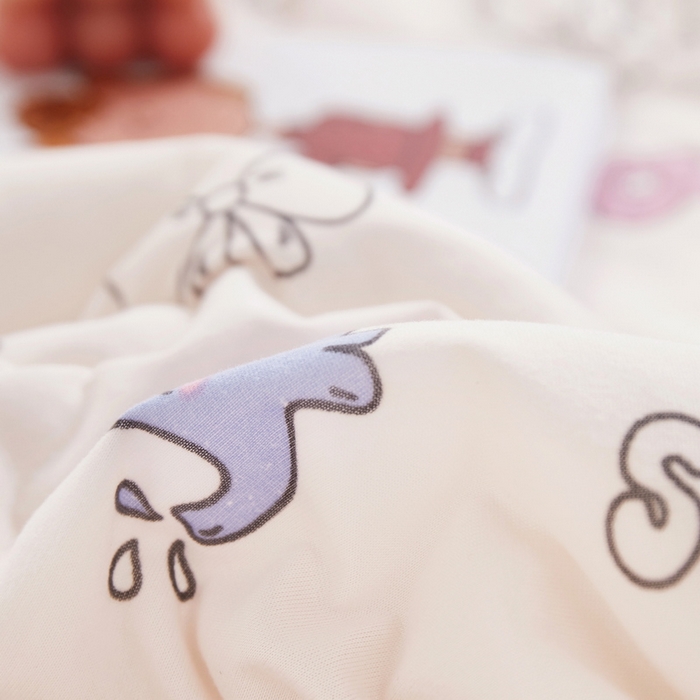 91家纺网 家纺一手货源 找家纺 丝涟家居 2025新款A类双面针织棉卡通小清新滚绳工艺夏被 动物乐园