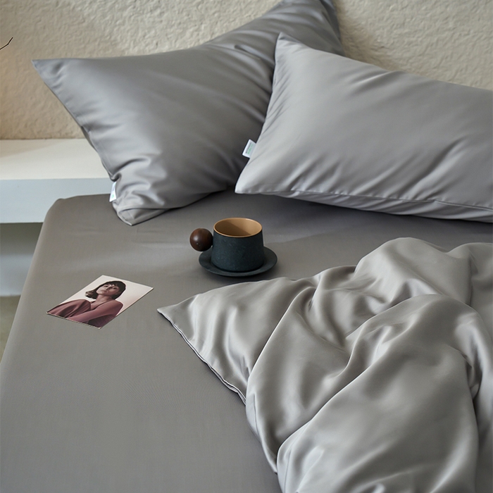 91家纺网 家纺一手货源 找家纺 沐晴家纺 2024新款天丝棉四件套 典雅灰（大理石灰）