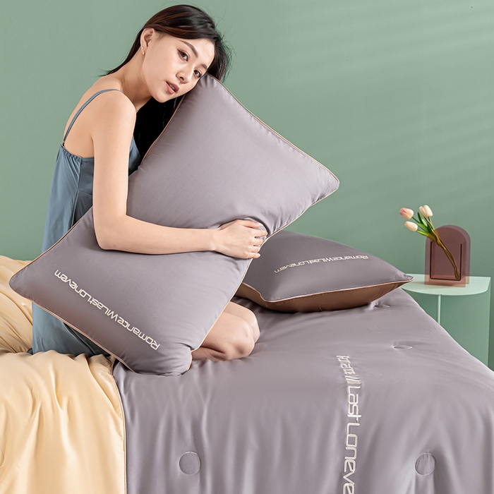 91家纺网 家纺一手货源 找家纺 子由家居 2024新款水洗真丝轻奢绣花夏被四件套 轻奢绣花-英伦灰