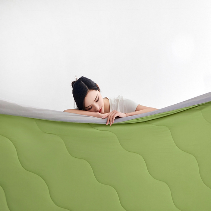 91家纺网 家纺一手货源 找家纺 米米儿家纺 2024新款A类瓜瓜凉感夏被空调被夏凉被西瓜被 蜜瓜绿灰