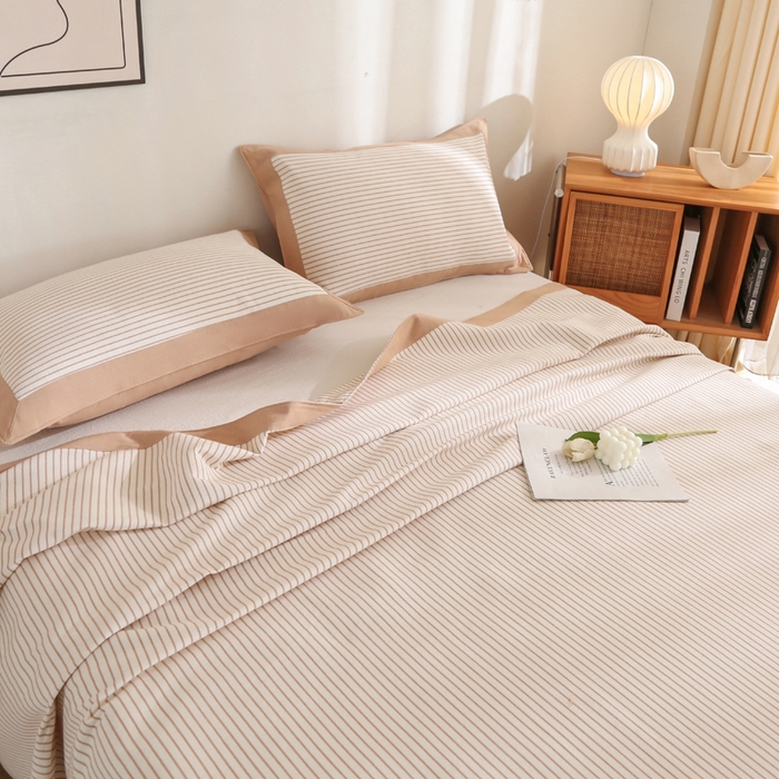 91家纺网 家纺一手货源 找家纺 首爱 2025新款全棉加厚宽边老粗布凉席三件套 北都