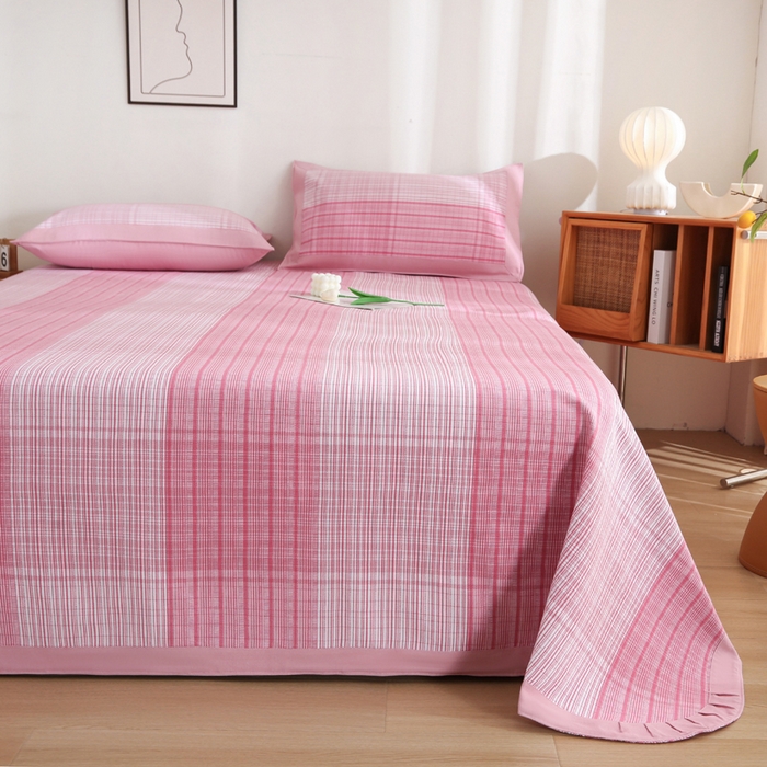 91家纺网 家纺一手货源 找家纺 首爱 2025新款全棉加厚宽边老粗布凉席三件套 乐清