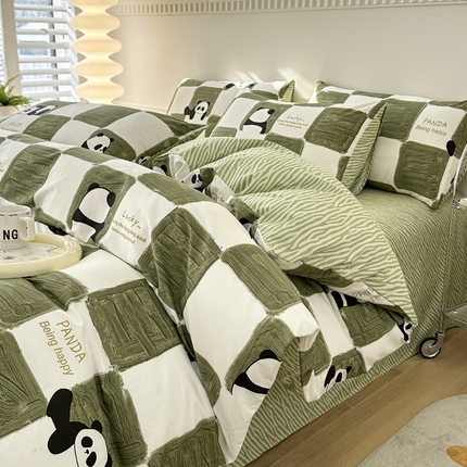 宇彬家纺 2024新款13372喷气全棉四件套 熊猫胖达