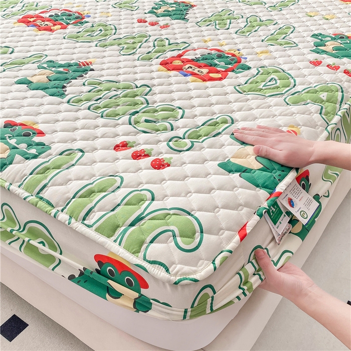 91家纺网 家纺一手货源 找家纺 九亭家纺 2024新款A类全棉抗菌夹棉床笠 全棉-鳄鱼日记