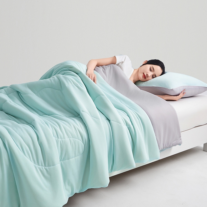 91家纺网 家纺一手货源 找家纺 米米儿家纺 2024新款A类瓜瓜凉感夏被空调被夏凉被西瓜被 冰川蓝灰