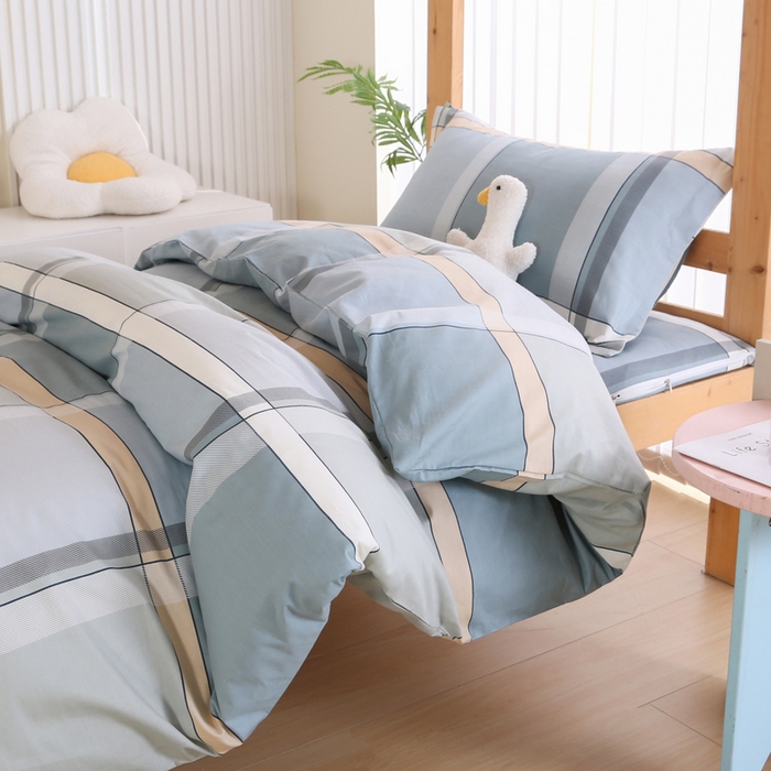 91家纺网 家纺一手货源 找家纺 凯森 133x72学生全棉三件套床单款上下铺宿舍六件套纯棉被套 格兰特