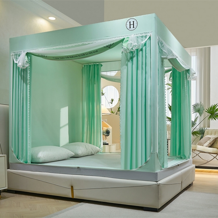 91家纺网 家纺一手货源 找家纺 （总）艾晶美 2025新款轻奢风坐床式布帘遮光蚊帐