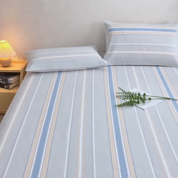 91家纺网 家纺一手货源 找家纺 首爱 2025新款全棉加厚宽边老粗布凉席三件套 扶风