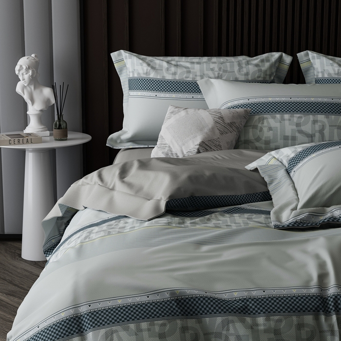 91家纺网 家纺一手货源 找家纺 栩裕纺织 2024新款柔柔棉数码印花四件套 洛梵-灰