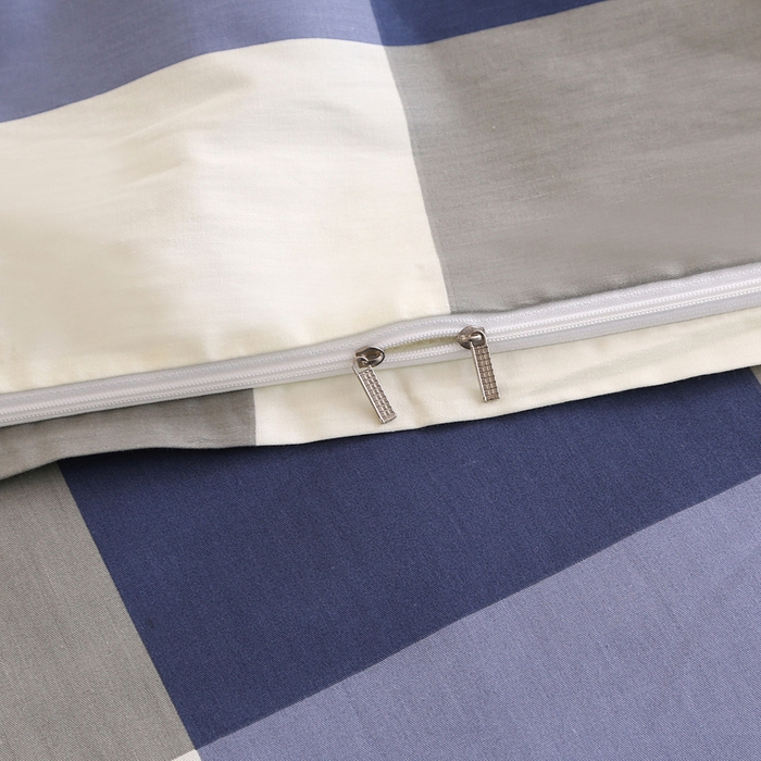 91家纺网 家纺一手货源 找家纺 凯森2024新款斜纹加厚全棉三件套寝室学生床笠上下铺床三件套 格调-蓝