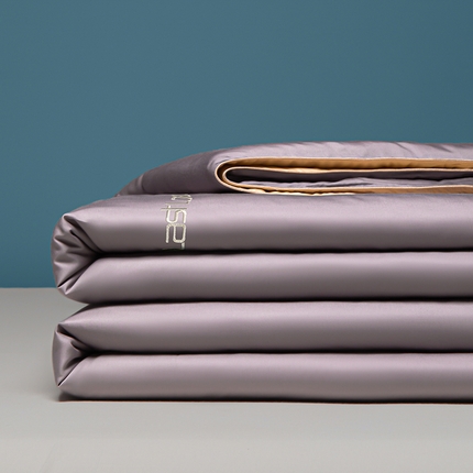 子由家居 2024新款水洗真丝轻奢绣花夏被四件套 轻奢绣花-英伦灰