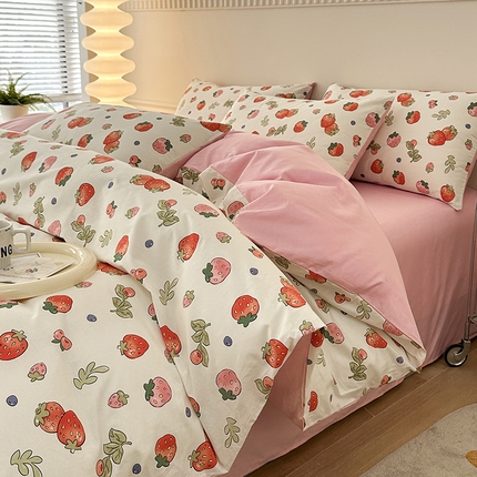 宇彬家纺 2024新款13372喷气全棉四件套 莓果缤纷