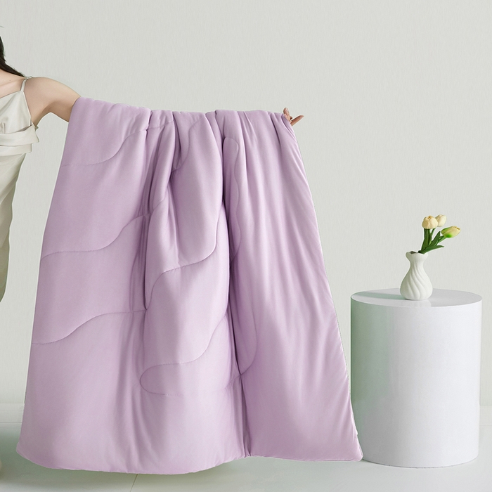 91家纺网 家纺一手货源 找家纺 米米儿家纺 2024新款A类瓜瓜凉感夏被空调被夏凉被西瓜被 丁香紫灰