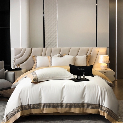 91家纺网 家纺一手货源 找家纺 博纳2024新款亲肤舒适纯棉四件套-美娜 象牙白